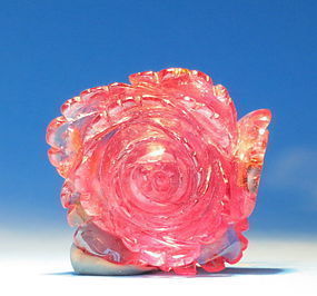 Chinese carved tourmaline rose (un drilled) pendant