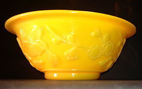 Imperial yellow 'Lotus Flower' Peking glass bowl