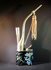 cloisonne enamel water pipe with silk tassile