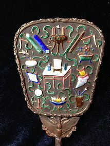 Antique Chinese enameld hand mirror