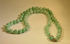 Chinese jadeite bead necklace with 14k clasp