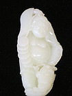 Chinese white jade nephrite carving of Lui Hai and toad