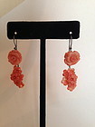 carved pink coral earrings