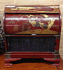 Japanese painted lacquer roll up jewerlry chest