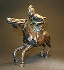 Bronze statue of a Samarai warrior on horse