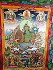 Tibetan Tanka Green Tara with five deities