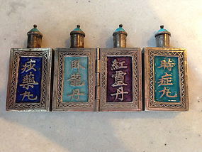 Antique Chinese silver enamel snuff medicine bottle