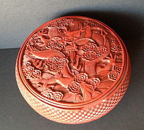Antique Chinese cinnabar lacquer dragon box