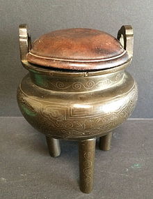 Cast Bronze Tripod Censer and cover