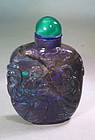 Black opal carved Chinese snuff bottle