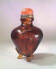 Peking glass tripot shape snuff bottle