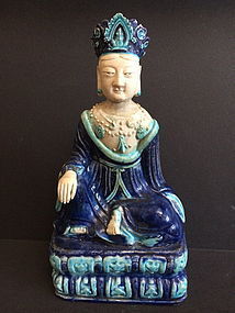 Polychrome glazed porcelain Ming Buddha