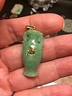 Chinese small jadeite vase shape and 14K gold pendant
