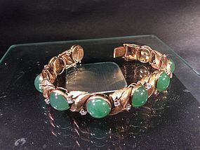 Gold diamond jadeite bracelet