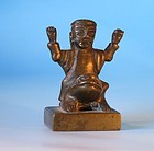 Chinese antique bronze  or brass seal three legged toad with Lui Hai