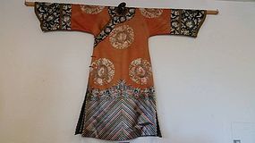 Mandarin lady's informal red ground embroidered robe Changfu