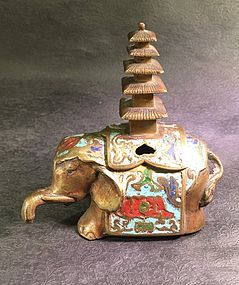 Chinese enamel cloisonne censer