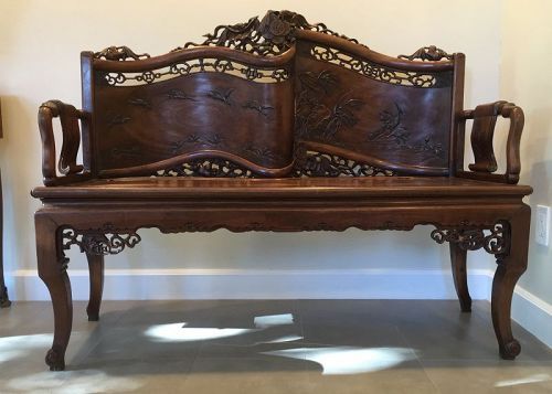 Antique Chinese bench love seat
