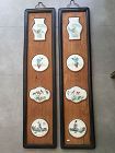 pair of Chinese wood hanging panes with porcelain plaques inserts