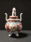 Japanese porcelain incense burner Foo Dog lid