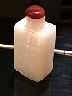 White jade nephrite snuff bottle with 6 Character on each side