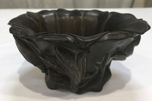 Chenxiang wood carved Magnolia flower cup