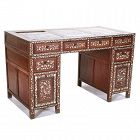 Rosewood Desk with Marble Tops and Mother-of-Pearl Inlay