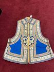 Antique Chinese Blue goound silk embroidery Vest with gilt buttons.