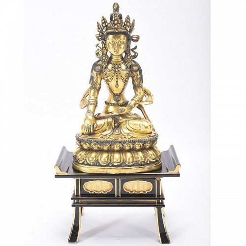 Large Sino-Tibetan Gilt Bronze Bodhisattva