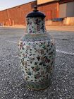 Chinese antique Famille Rose Porcelain Floral vase now electrified