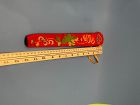 Red ground Chinese embroidered fan case.
