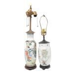 Two Chinese Republic Famille Rose Porcelain Vases, Now Table Lamps.