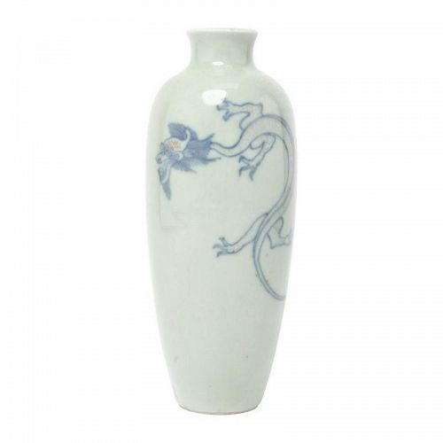 A Chinese Celadon Ground Underglaze Red and Blue Porcelain Vase