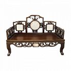 CHINESE CARVED ROSEWOOD OPIUM BED WITH MARBLE INSERT