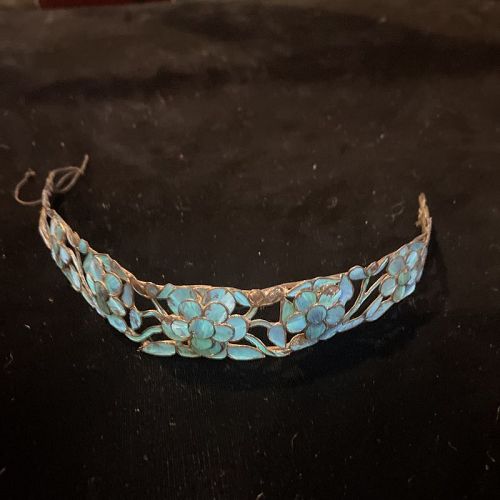 Antique Chinese kingfisher feather crown.