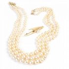 Cultured Pearl, 14k Yellow Gold Jewelry Suite.