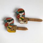PAIR OF PAINTED WOODEN BIRD FIGURES FOR TEMPLE DECORATION