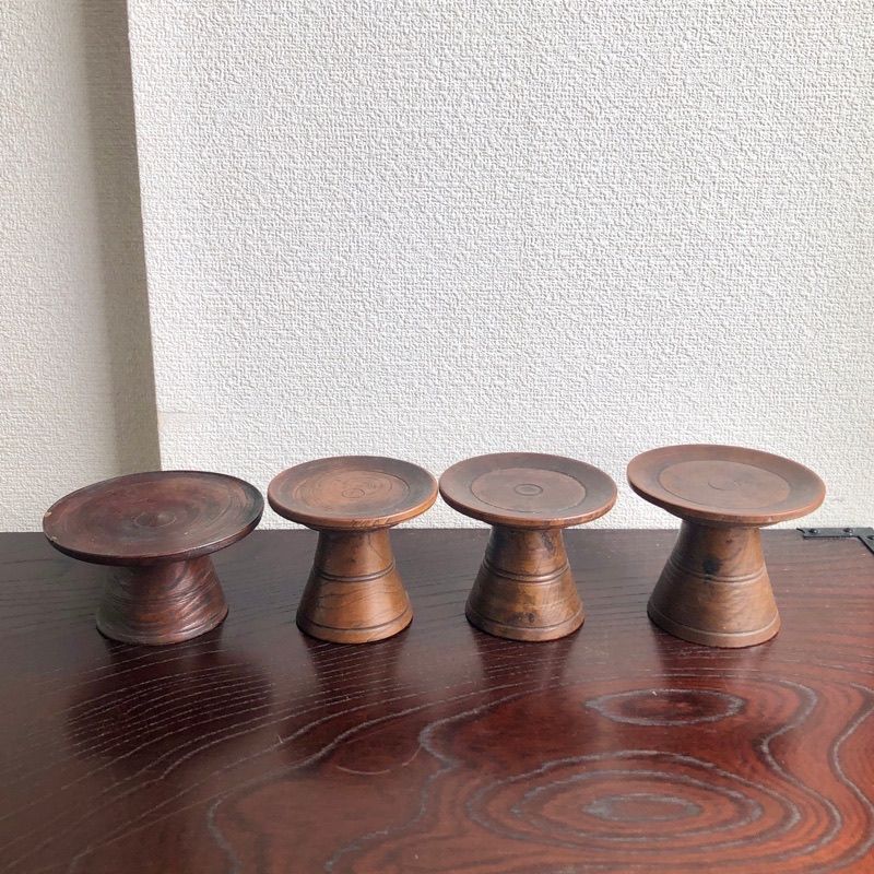 WOODEN FOOTED RITUAL VESSELS