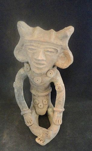 A SUPERB LARGE HAND MODELED SEATED FIGURE FROM TEOTIHUACAN MEXICO