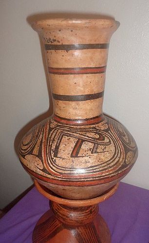 STUNNING COCLE POLYCHROME AMPHORA WITH BASE FROM  PANAMA