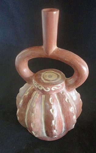 A HANDSOME MOCHE CACTUS-SHAPED JAR