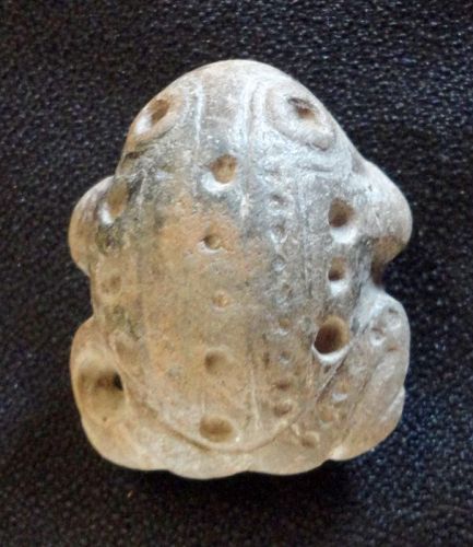A HIGHLY UNUSUAL PRE-COLUMBIAN LIME SNIFTER IN THE SHAPE OF A FROG