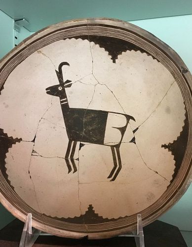 AN EXCEPTIONAL PREHISTORIC MIMBRES PICTURE BOWL OF AN ANTELOPE