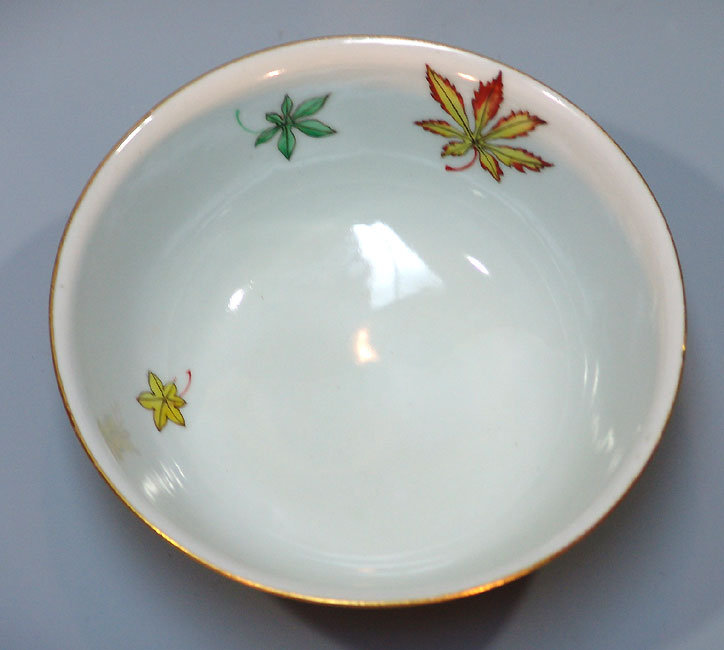 Antique Porcelain Bowl, Takahashi Dohachi, Maple Leaves