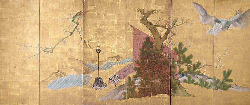 17th c. Japanese Momoyama Gold Screen