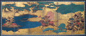 18th century Japanese Samurai Warrior Screen