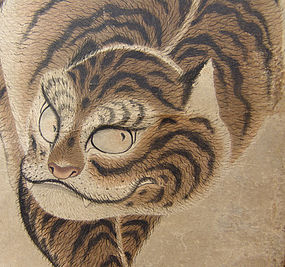 Japanese Edo p. Nagasaki School Tiger Scroll, Shuseki