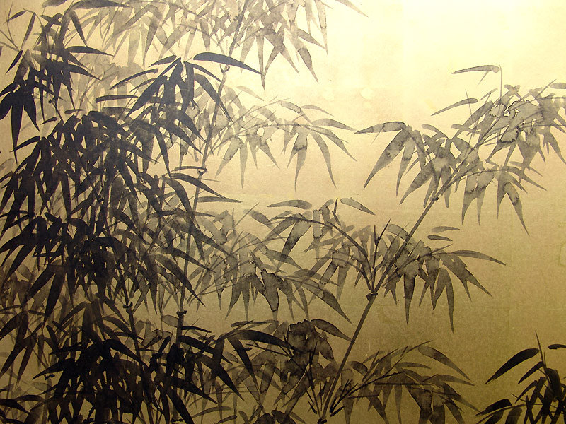 Gold Bamboo Kacho Screen by Mizuta Chikuho