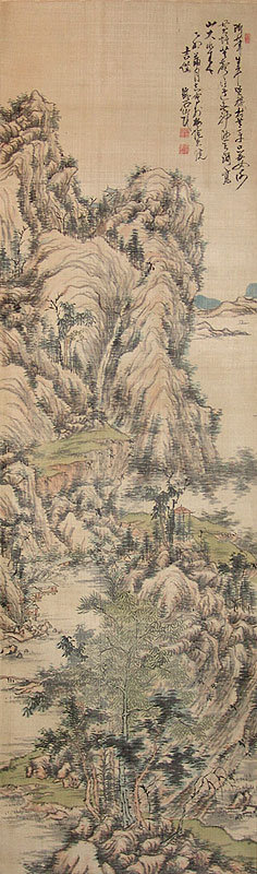Edo period landscape by Samurai Fujimoto Tesseki
