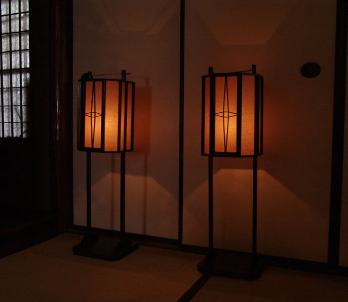Pair Meiji P. Japanese Andon Paper Lamps